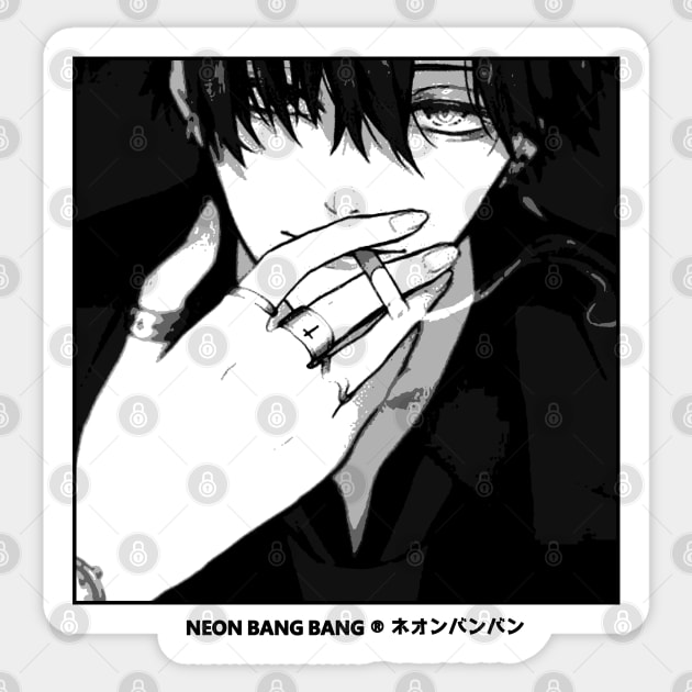 Smoking Male Black and White Anime Manga Aesthetic Sticker by Neon Bang Bang